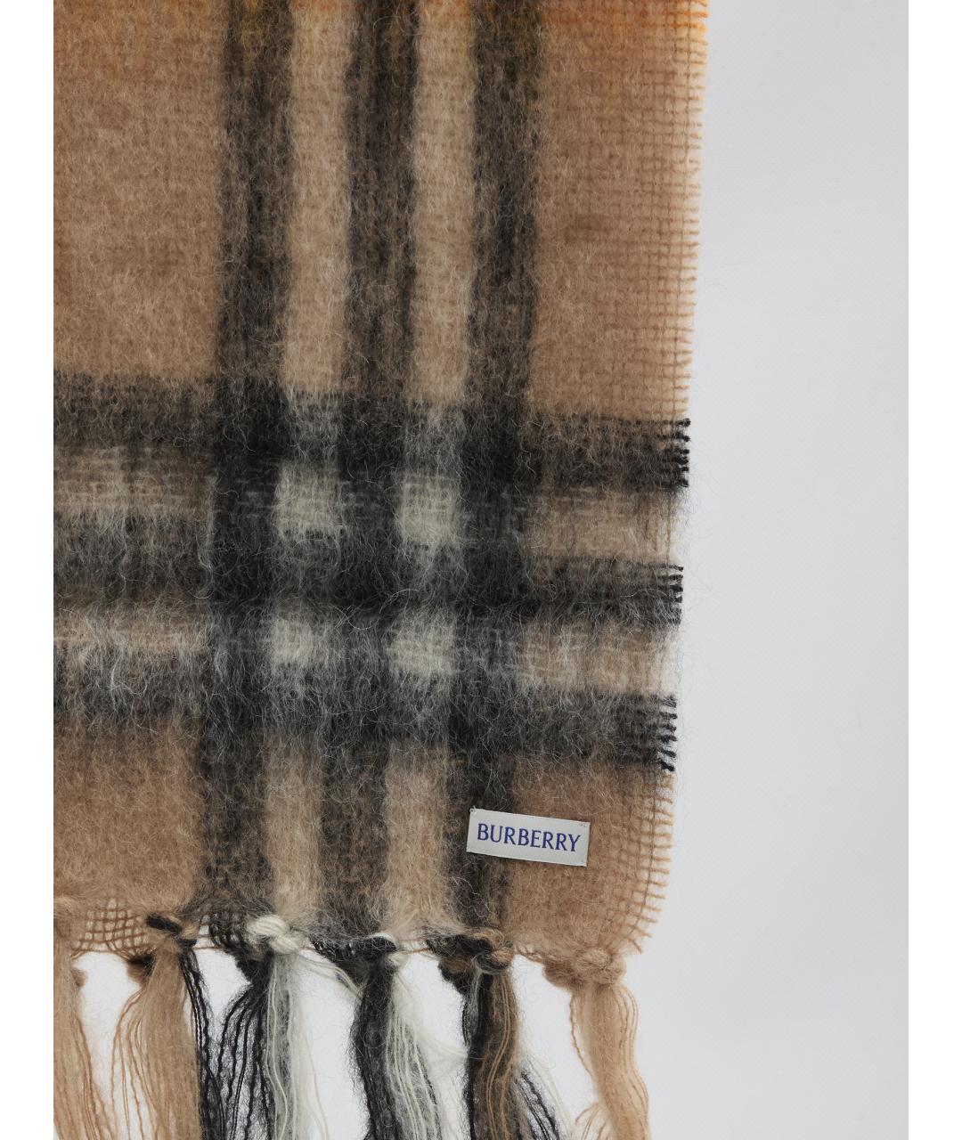 BURBERRY Бежевый шерстяной шарф, фото 2