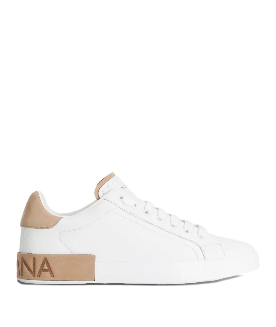 DOLCE&GABBANA Белые кожаные низкие кроссовки / кеды, фото 1