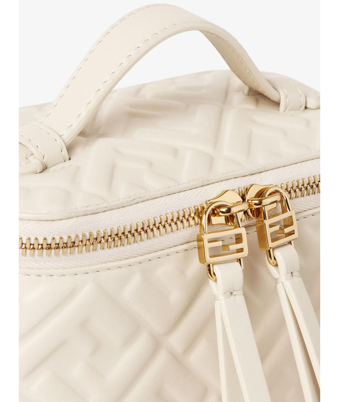 FENDI Белая кожаная сумка с короткими ручками, фото 5