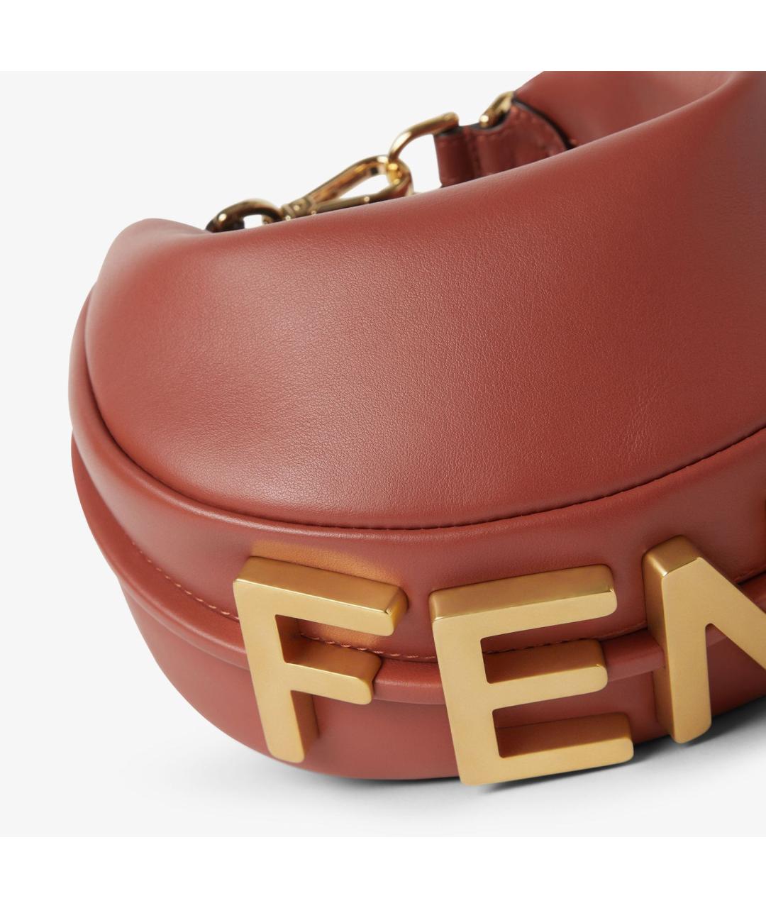 FENDI Коричневая кожаная сумка через плечо, фото 5