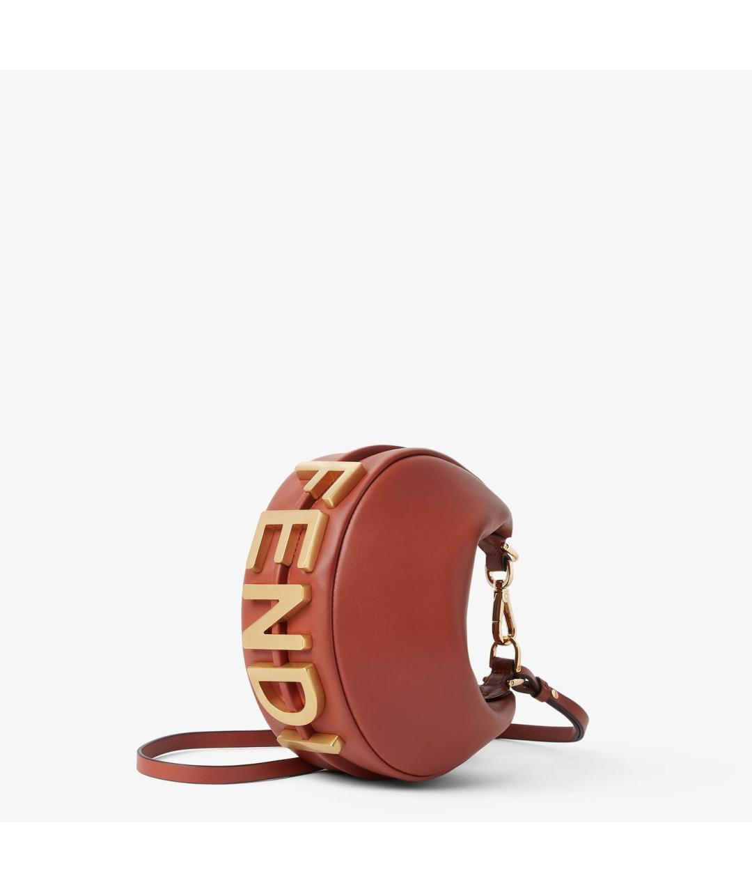 FENDI Коричневая кожаная сумка через плечо, фото 3