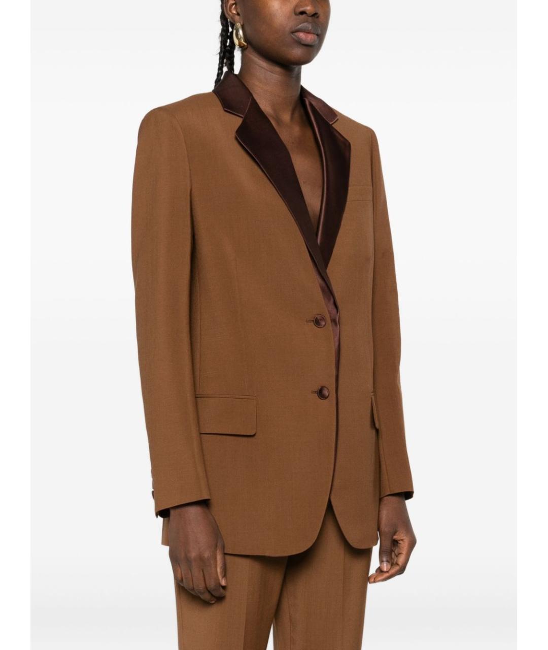 FENDI Коричневый шерстяной жакет/пиджак, фото 3