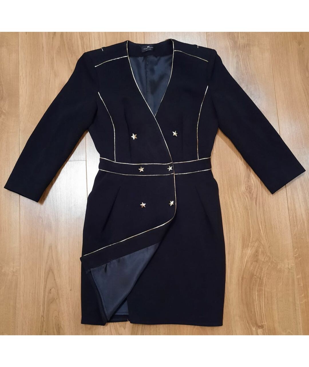ELISABETTA FRANCHI Черное полиэстеровое повседневное платье, фото 6