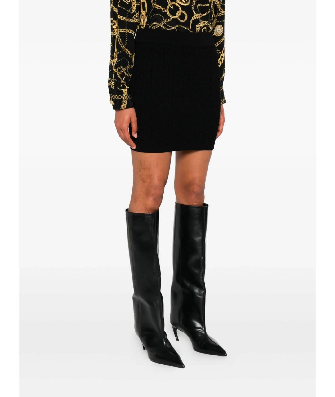 BALMAIN Черная вискозная юбка мини, фото 3