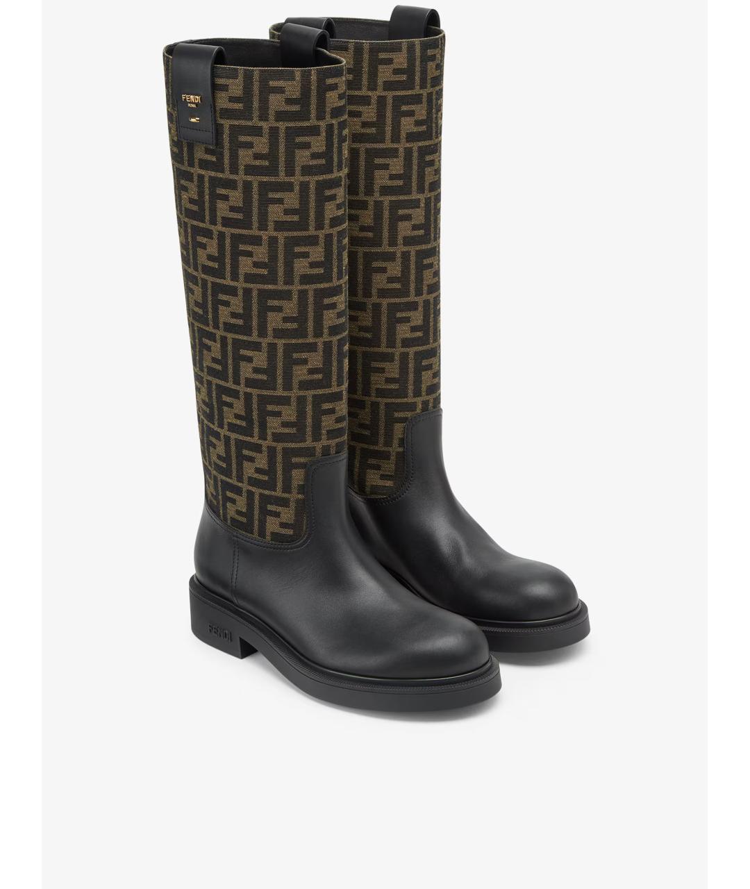 FENDI Черные кожаные сапоги, фото 4