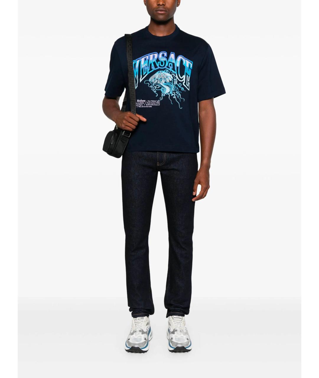 VERSACE Темно-синие хлопковые джинсы скинни, фото 2