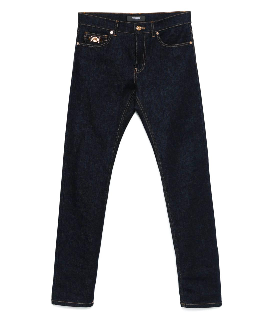 VERSACE Темно-синие хлопковые джинсы скинни, фото 1