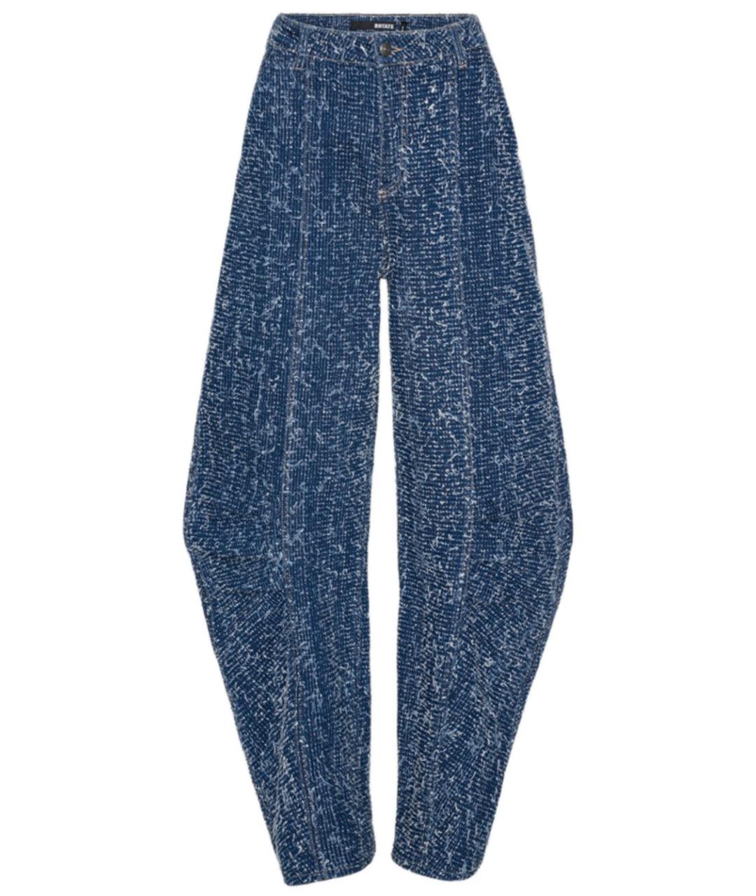 ROTATE Синие хлопковые прямые брюки, фото 1