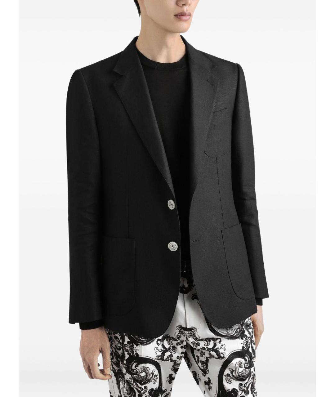 DOLCE&GABBANA Черная льняная куртка, фото 2