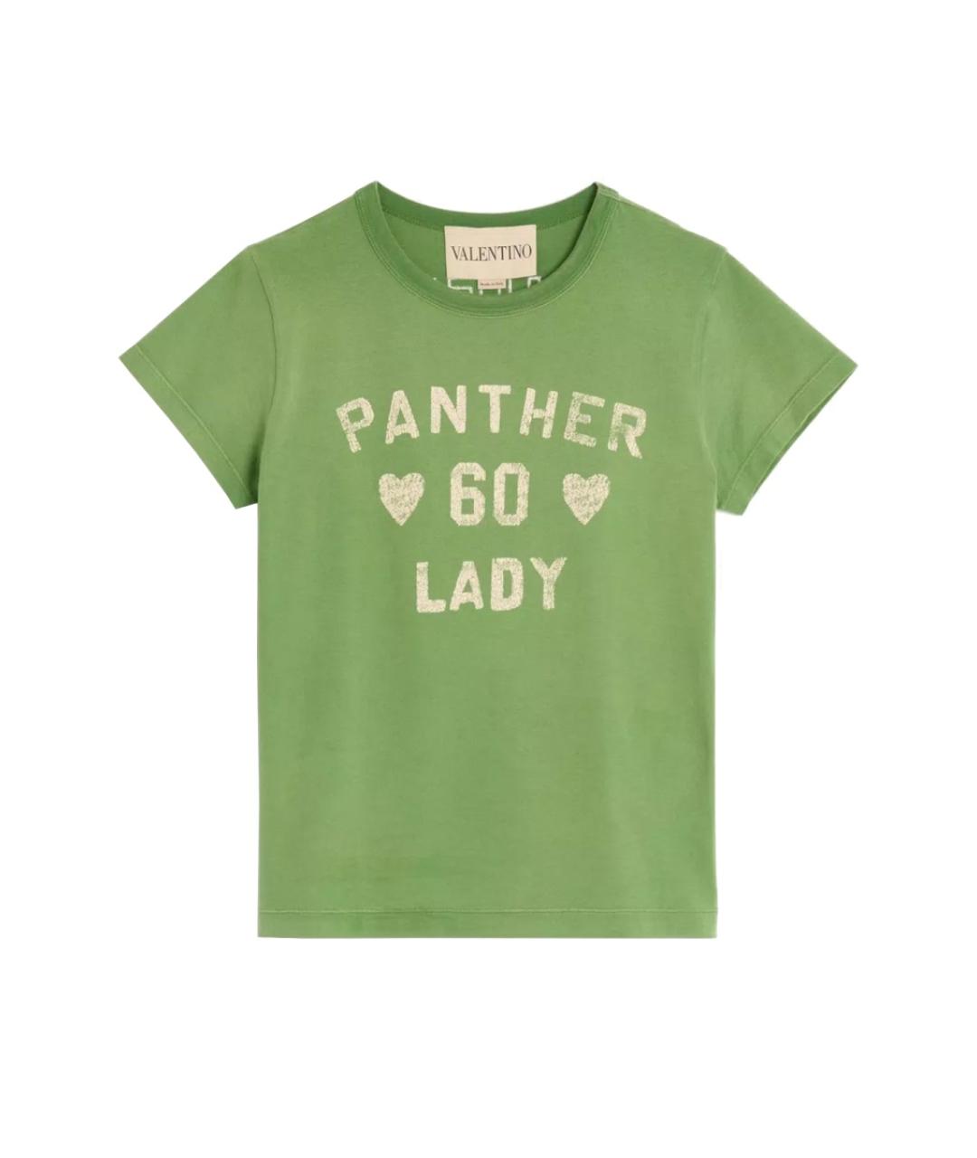 VALENTINO Зеленая хлопковая футболка, фото 2