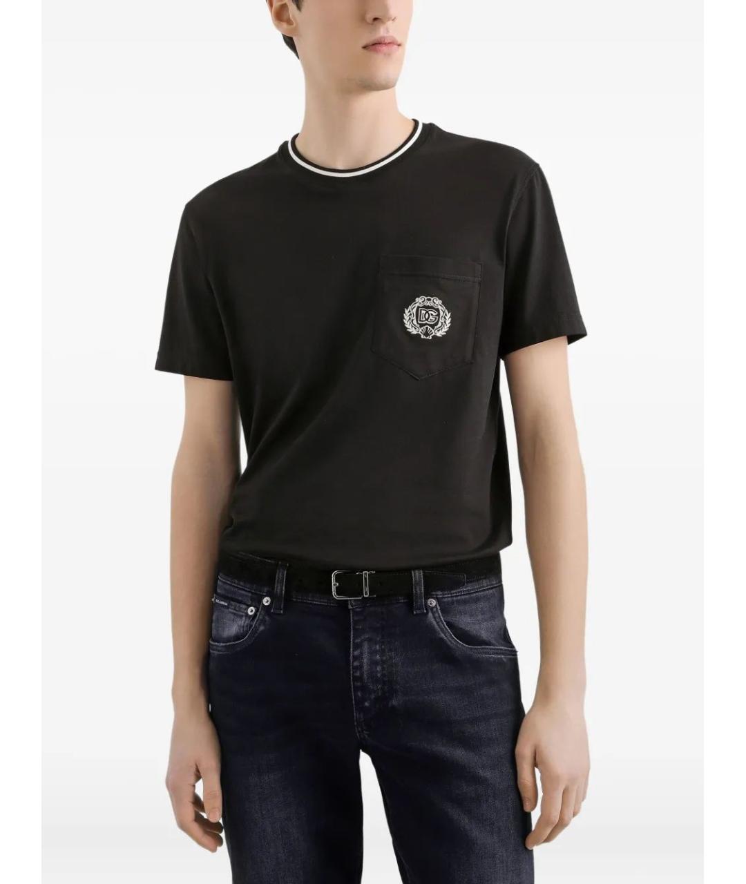 DOLCE&GABBANA Черная хлопковая футболка, фото 5