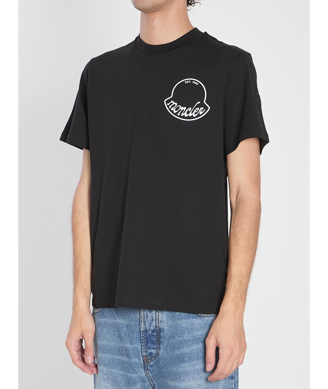 MONCLER Черная хлопковая футболка, фото 3
