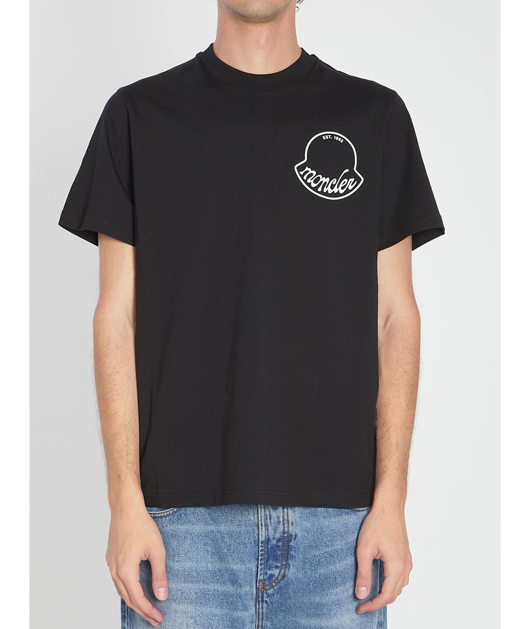 MONCLER Черная хлопковая футболка, фото 2