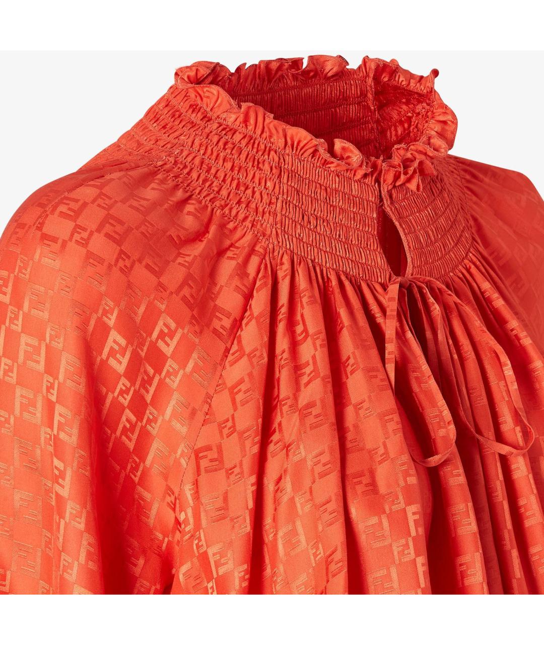FENDI Красное шелковое повседневное платье, фото 5