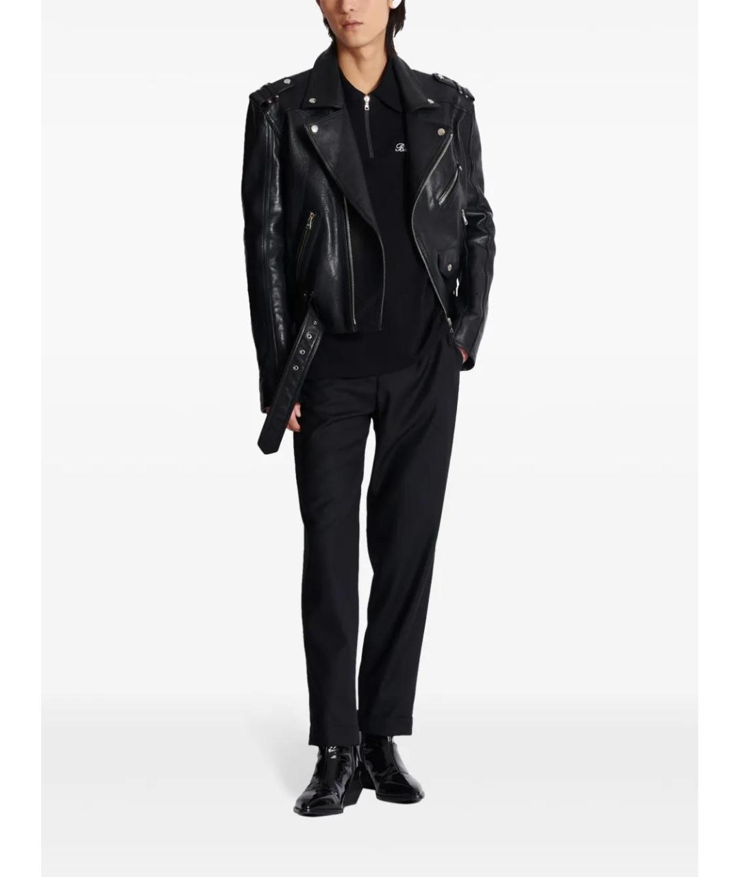 BALMAIN Черное хлопковое поло с коротким рукавом, фото 3