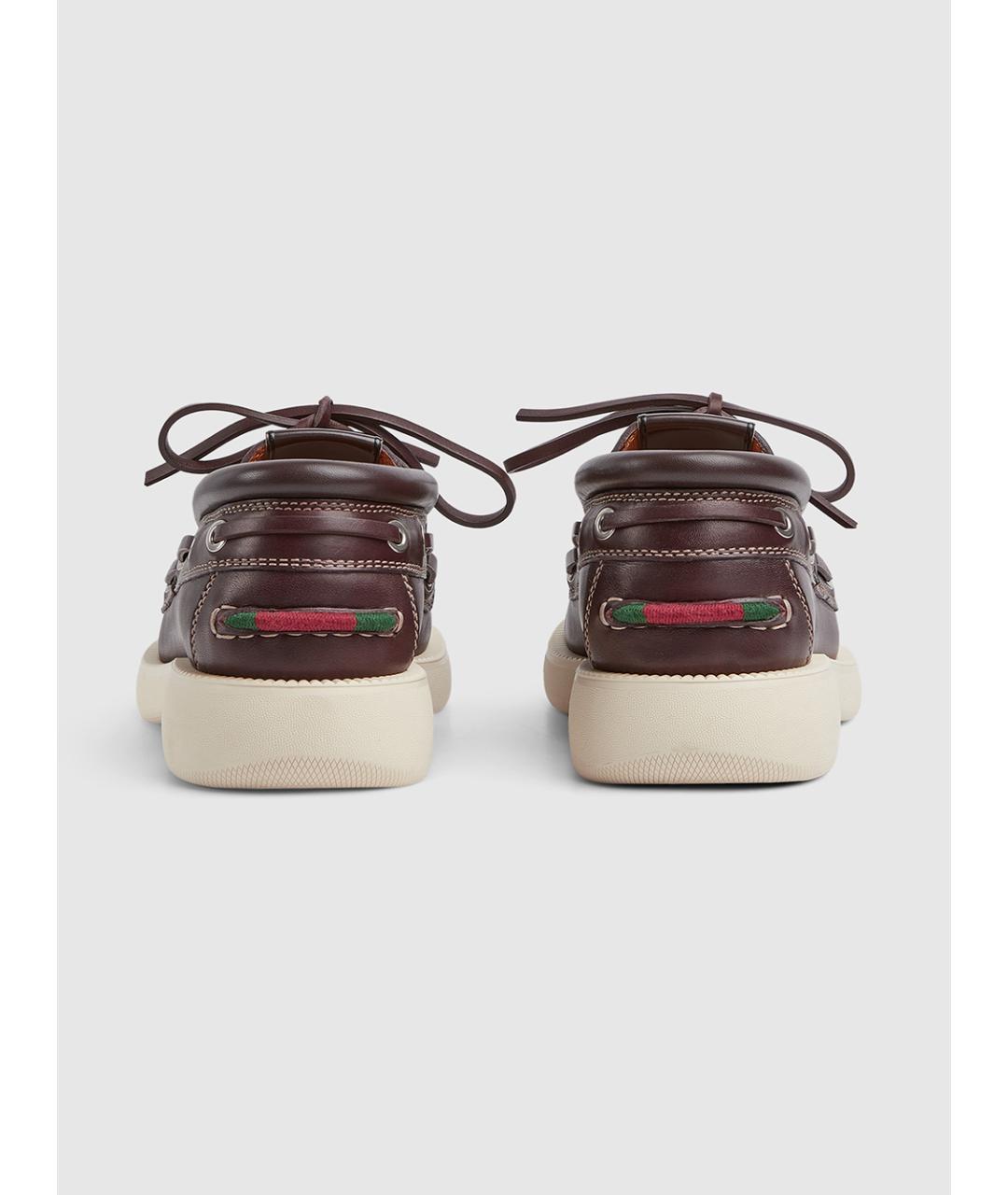 GUCCI Бордовые кожаные лоферы, фото 3