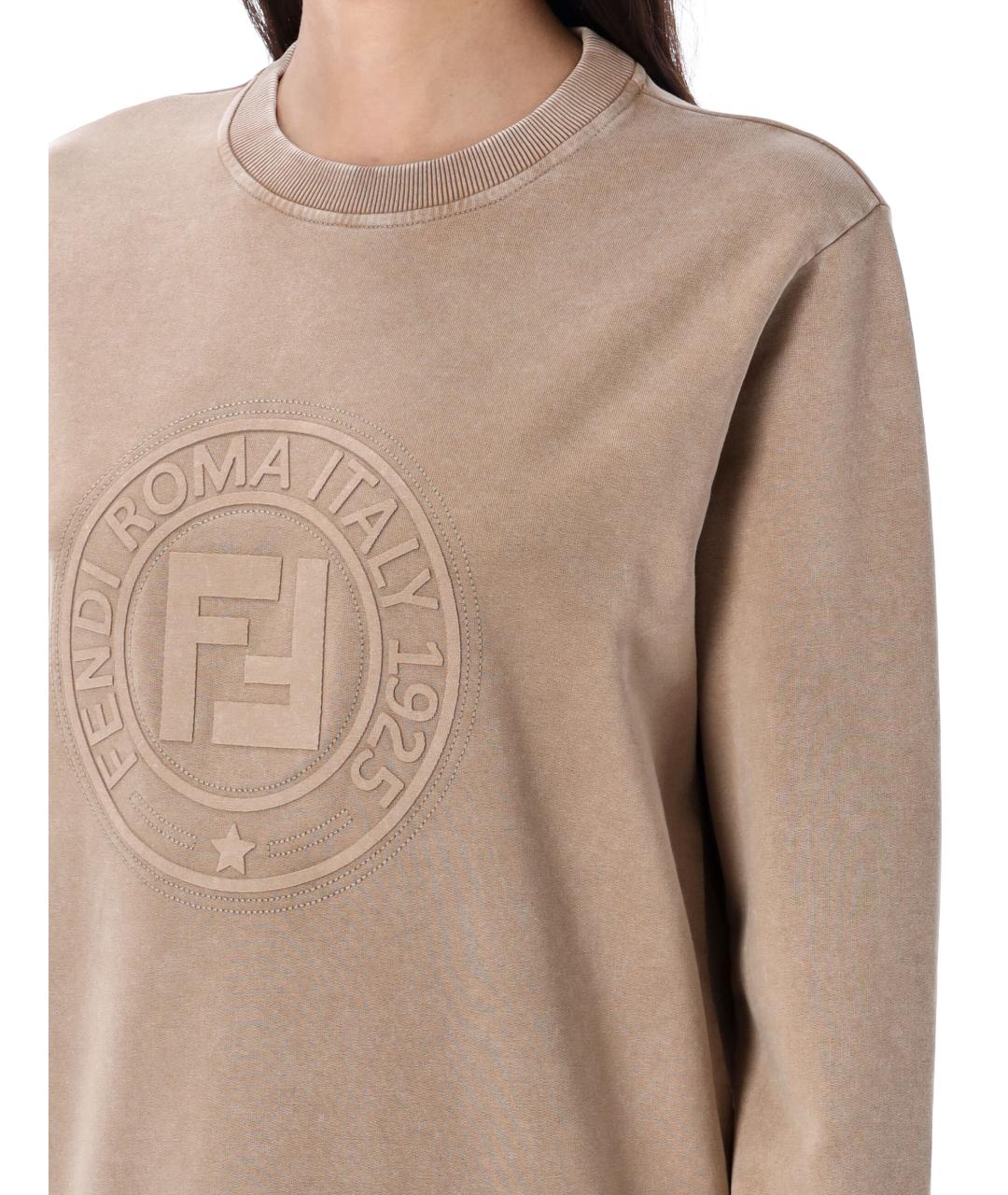 FENDI Бежевый хлопковый джемпер / свитер, фото 5