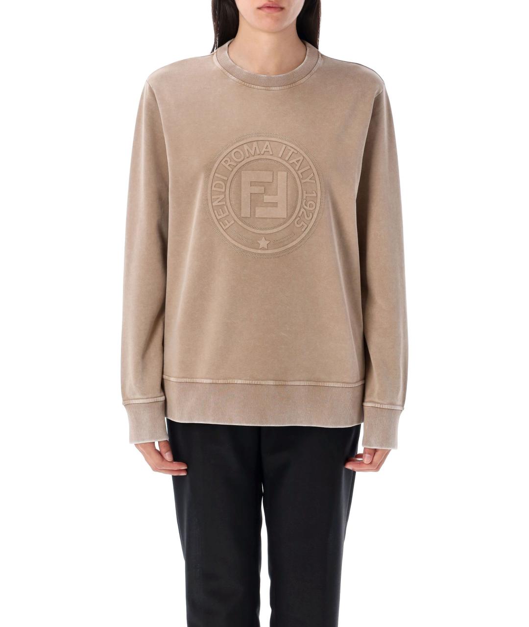 FENDI Бежевый хлопковый джемпер / свитер, фото 2