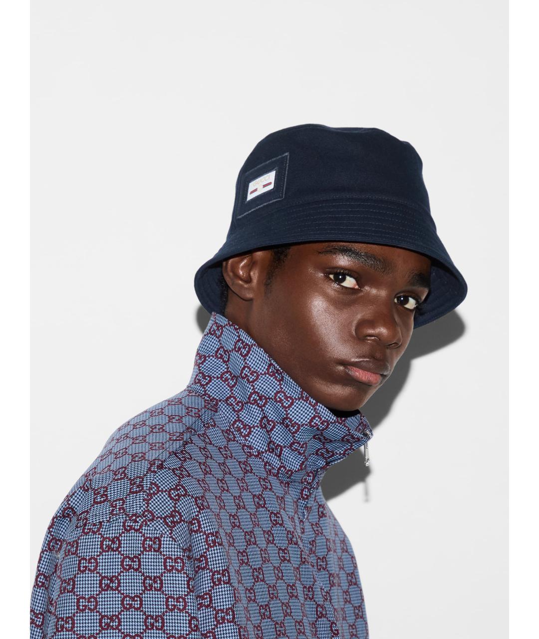 GUCCI Темно-синяя хлопковая шляпа, фото 4