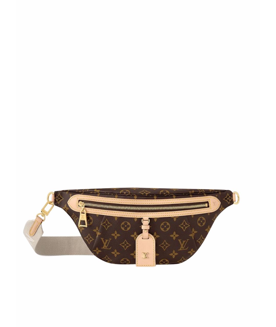 LOUIS VUITTON Коричневая кожаная поясная сумка, фото 1
