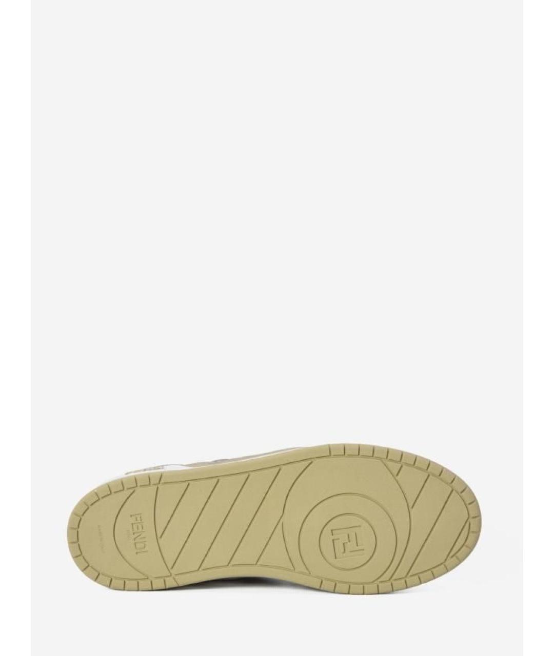 FENDI Зеленые кожаные низкие кроссовки / кеды, фото 3
