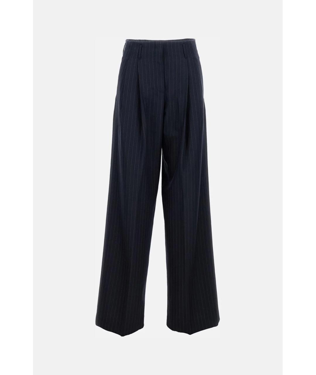 GOLDEN GOOSE DELUXE BRAND Темно-синие шерстяные прямые брюки, фото 6