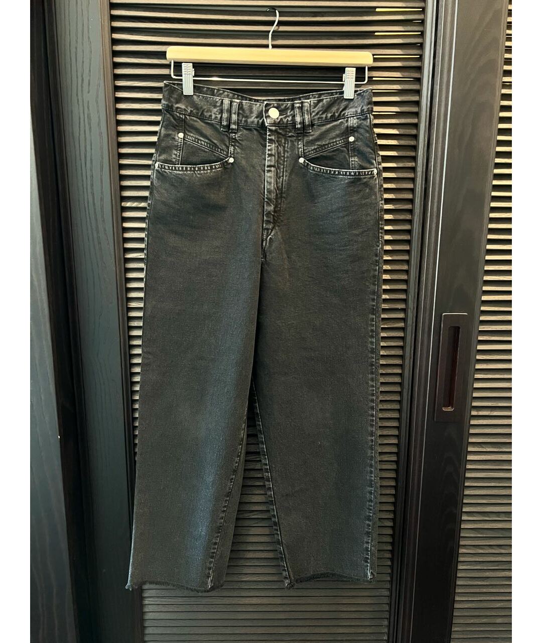 ISABEL MARANT Черные хлопковые прямые джинсы, фото 9
