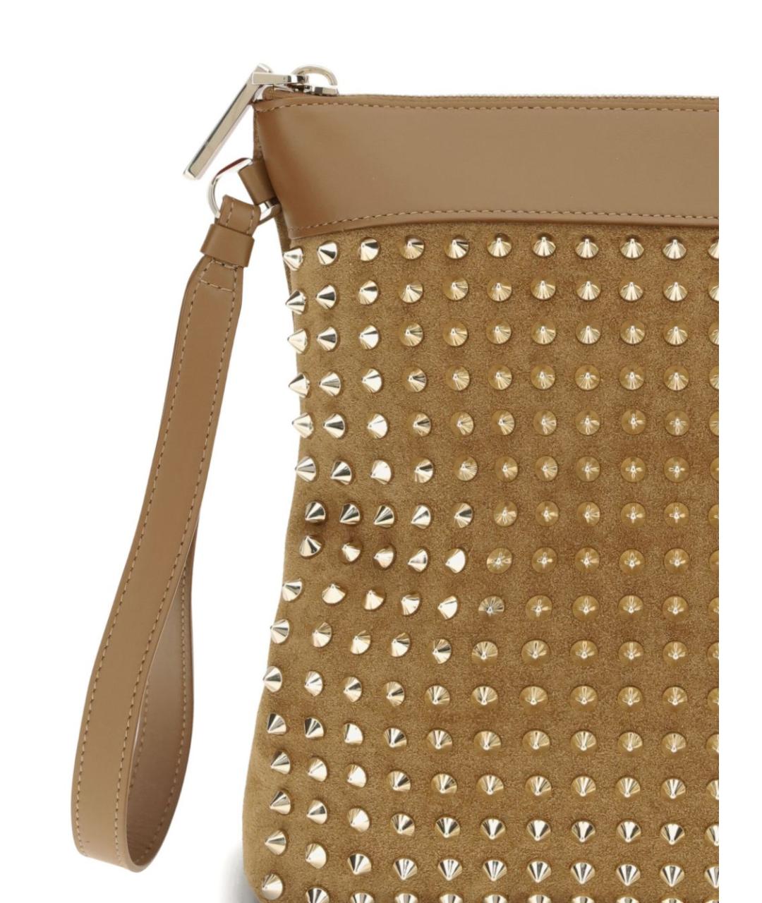 CHRISTIAN LOUBOUTIN Бежевый замшевый кошелек, фото 2