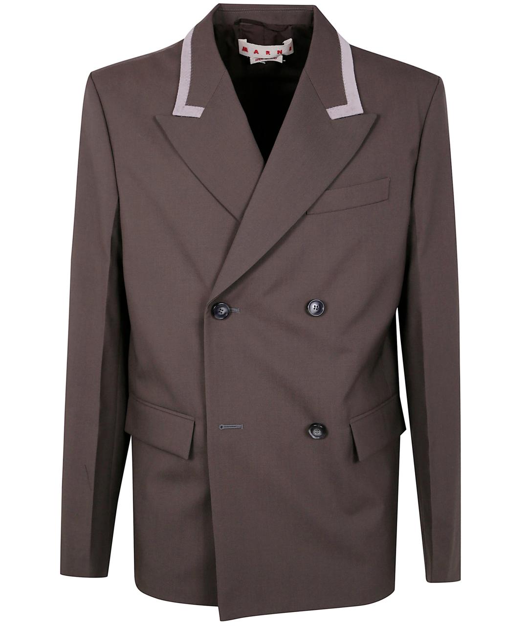 MARNI Коричневый шерстяной пиджак, фото 1