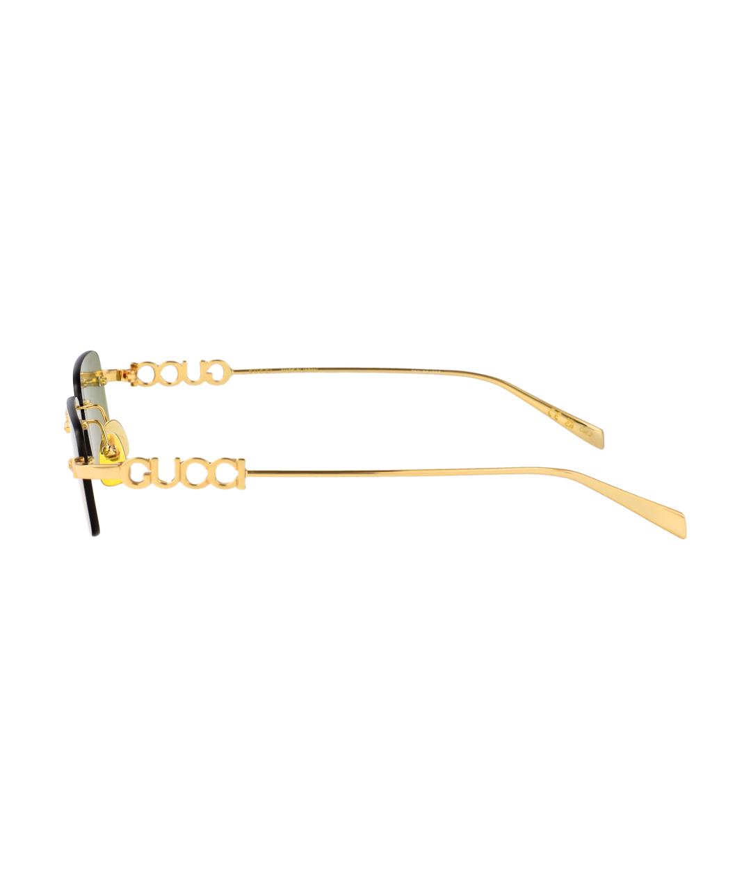 GUCCI Золотые металлические солнцезащитные очки, фото 3