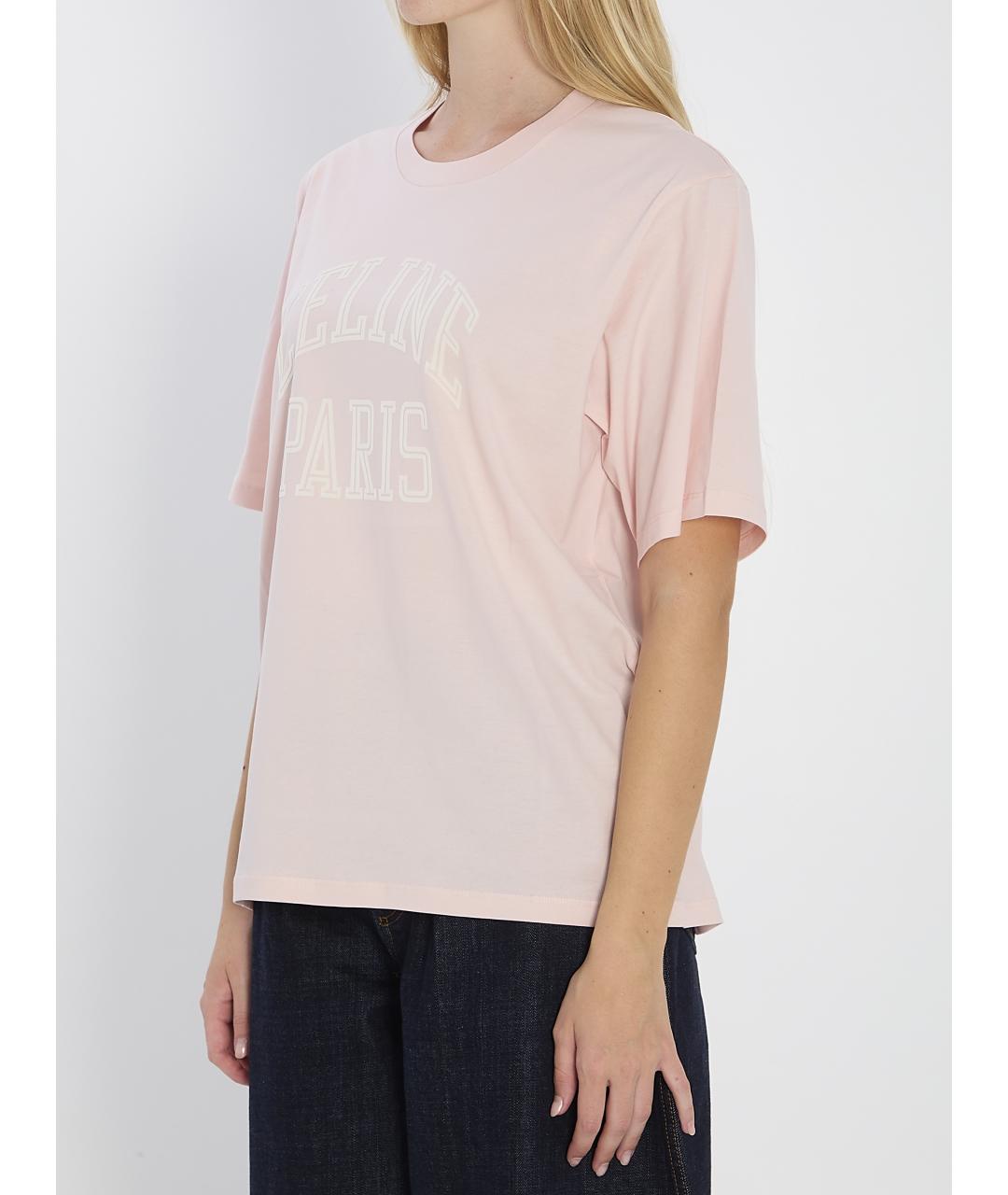 CELINE Розовая хлопковая футболка, фото 3