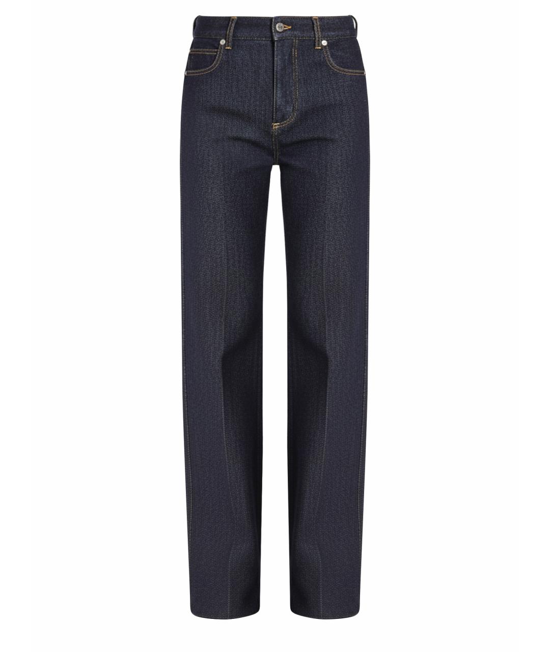 BOTTEGA VENETA Синие хлопковые прямые брюки, фото 1