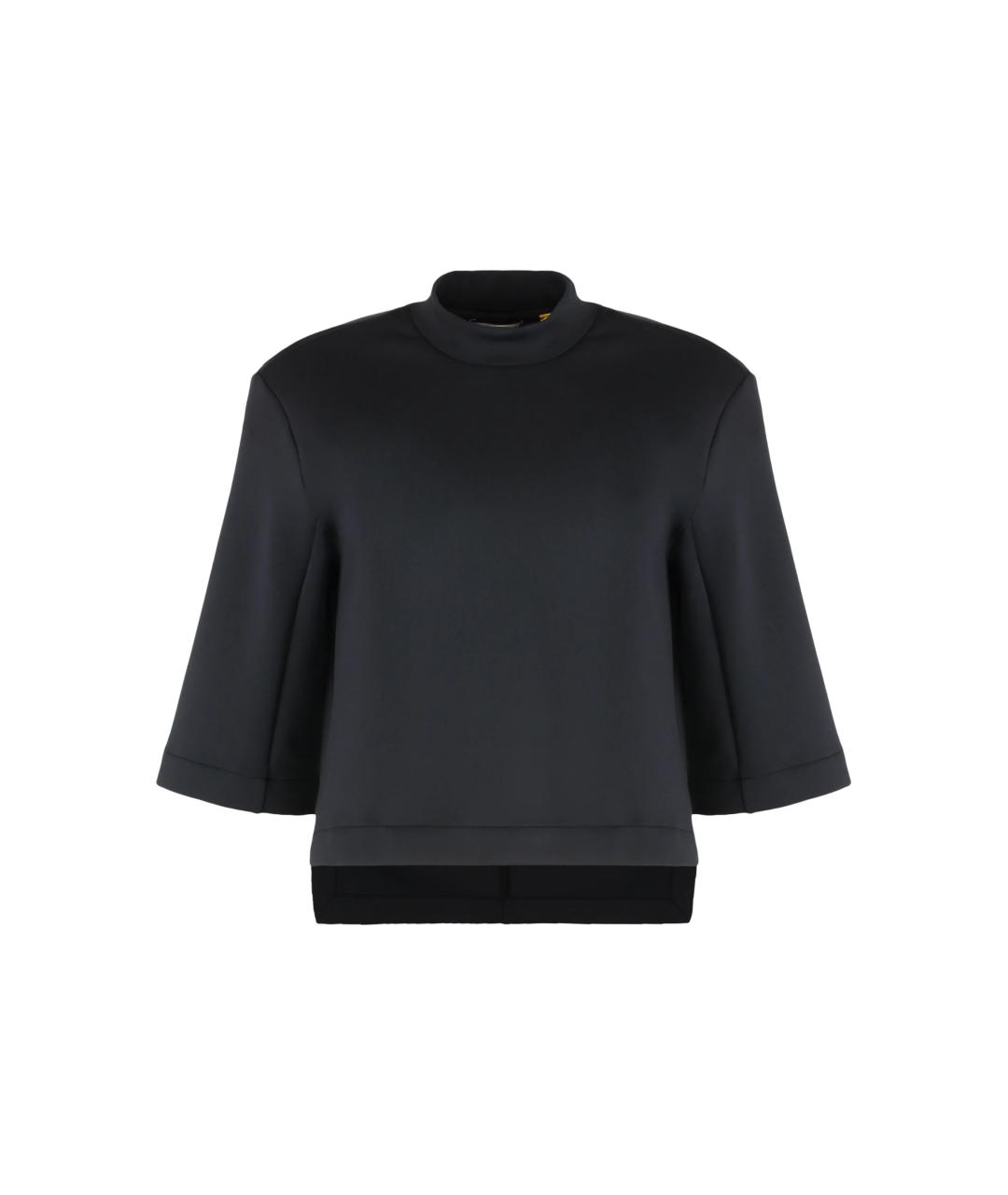 MONCLER Черная полиэстеровая футболка, фото 1