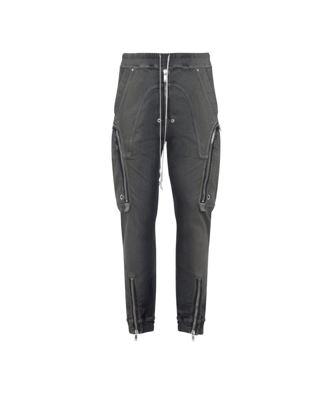 RICK OWENS Серые хлопковые повседневные брюки, фото 1