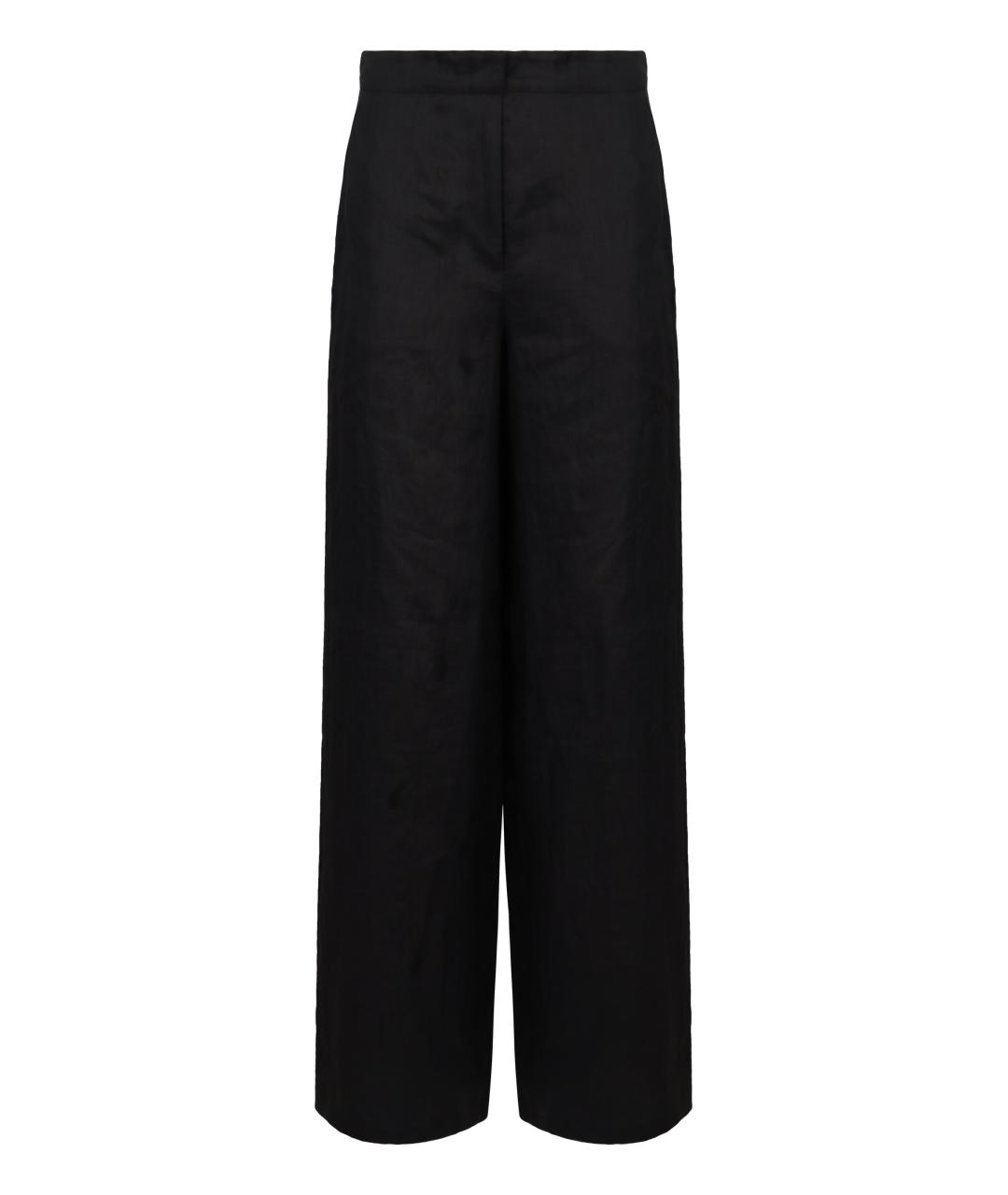 MAX MARA STUDIO Черные льняные прямые брюки, фото 1