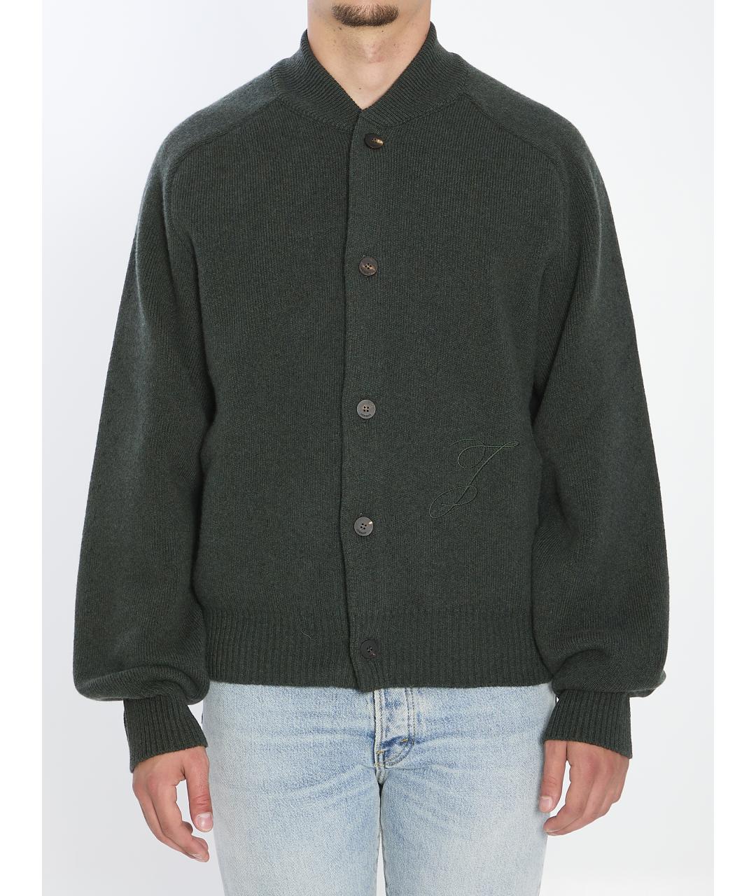 JACQUEMUS Зеленый шерстяной кардиган, фото 2