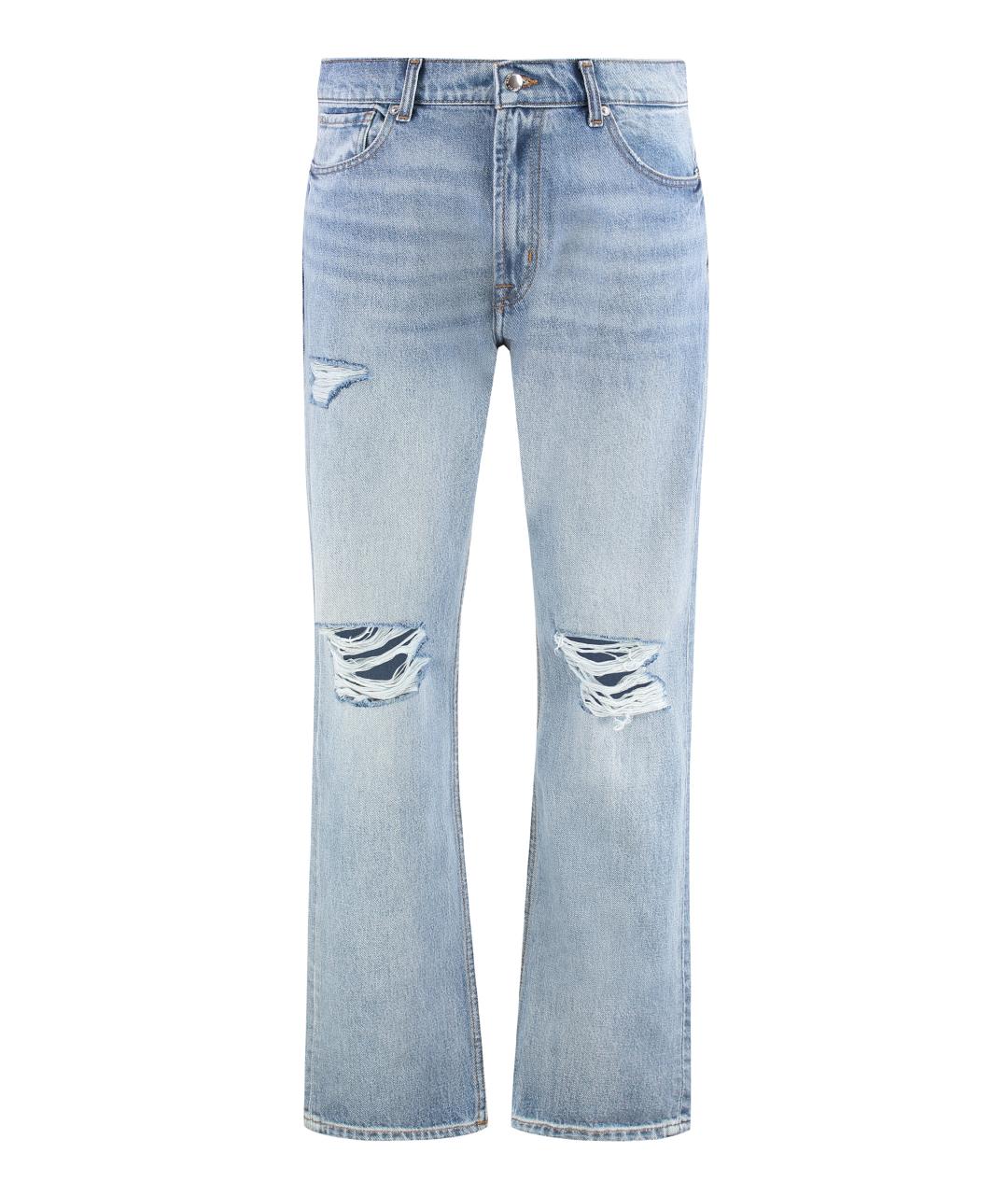 7 FOR ALL MANKIND Голубые хлопковые прямые джинсы, фото 1