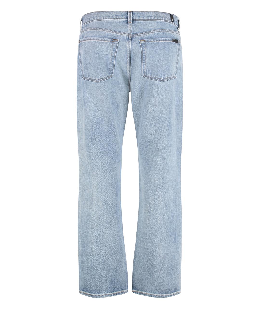7 FOR ALL MANKIND Голубые хлопковые прямые джинсы, фото 2