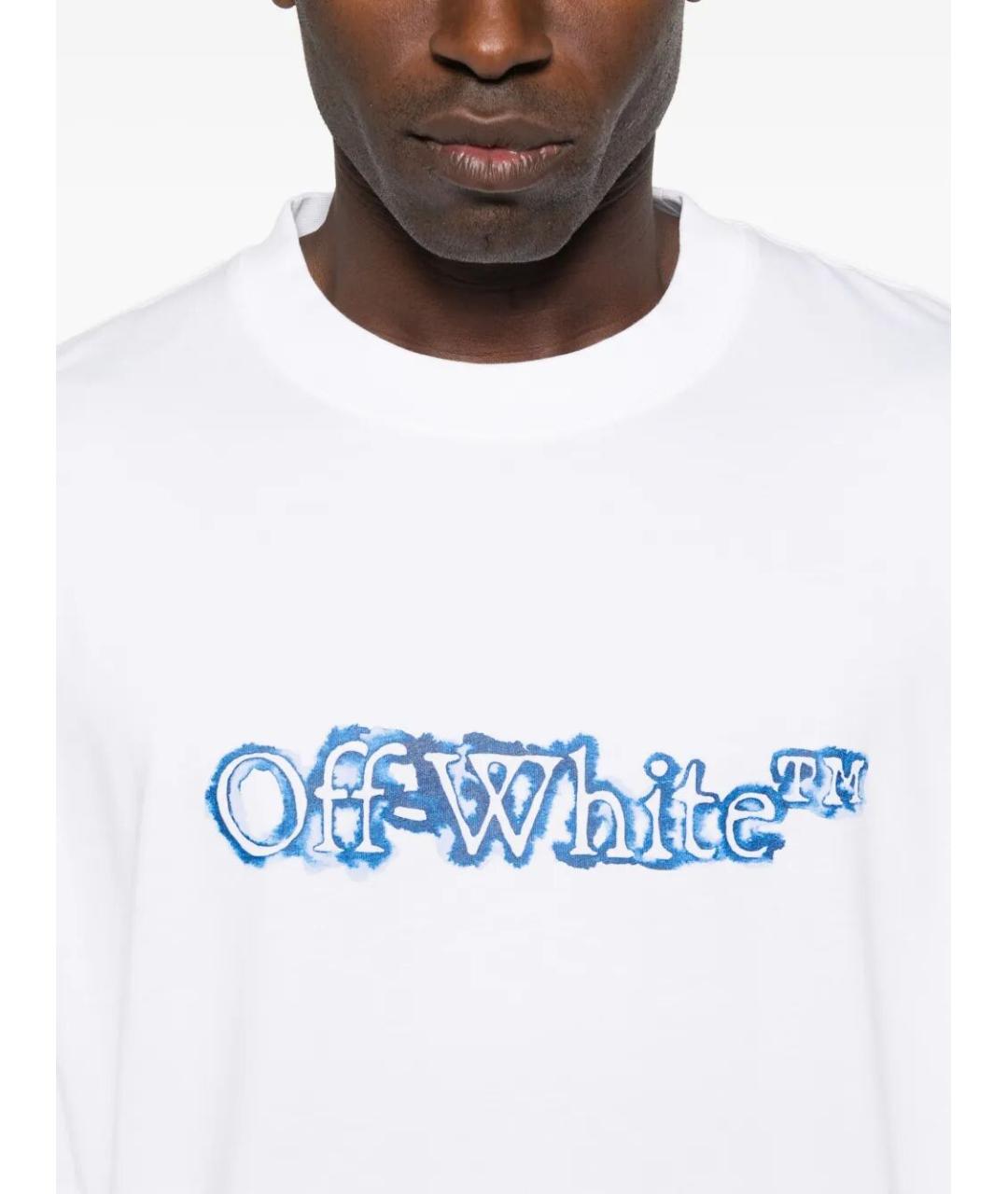 OFF-WHITE Белая хлопковая футболка, фото 4
