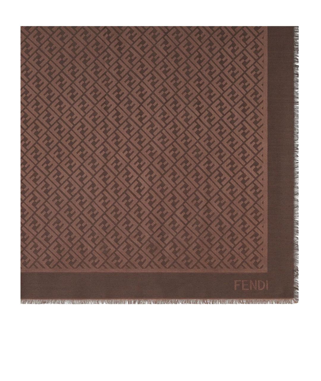FENDI Коричневый шерстяной шарф, фото 1