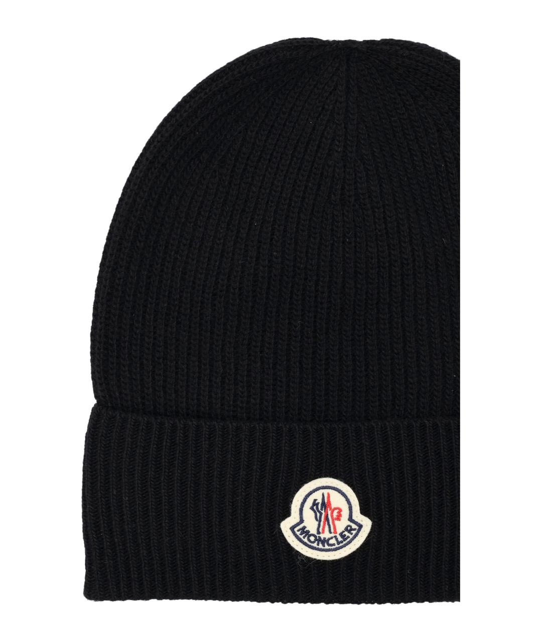 MONCLER Темно-синяя шерстяная шапка, фото 2
