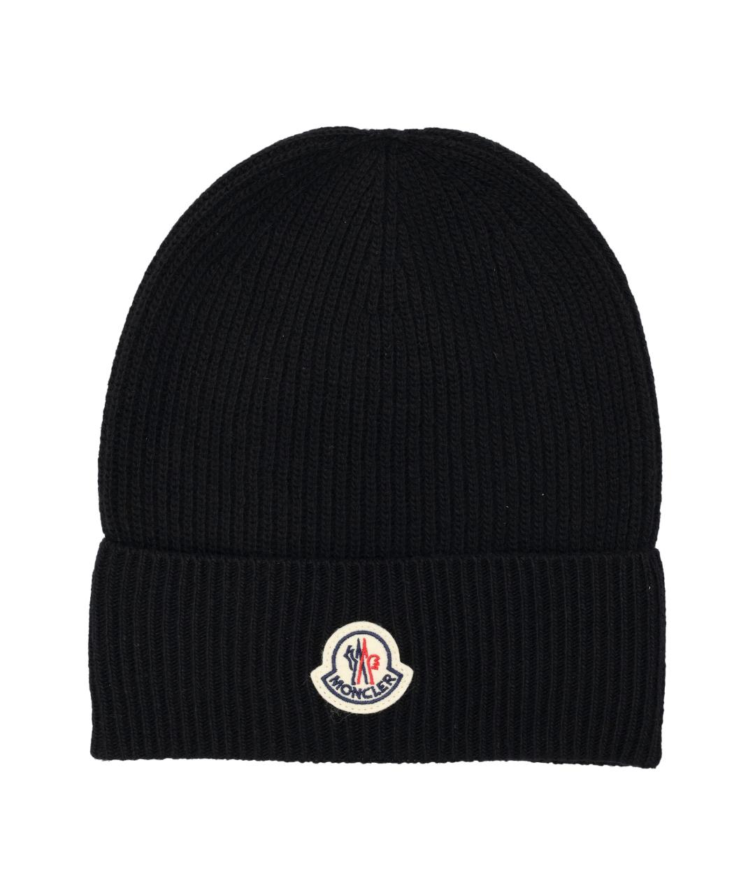 MONCLER Темно-синяя шерстяная шапка, фото 1