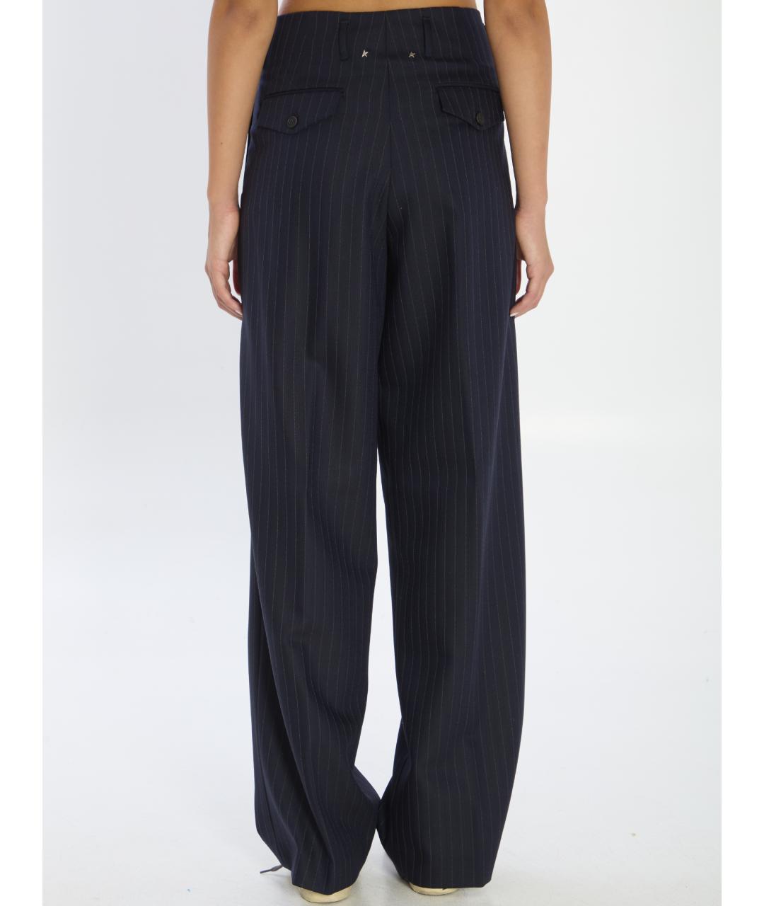 GOLDEN GOOSE DELUXE BRAND Синие шерстяные прямые брюки, фото 4