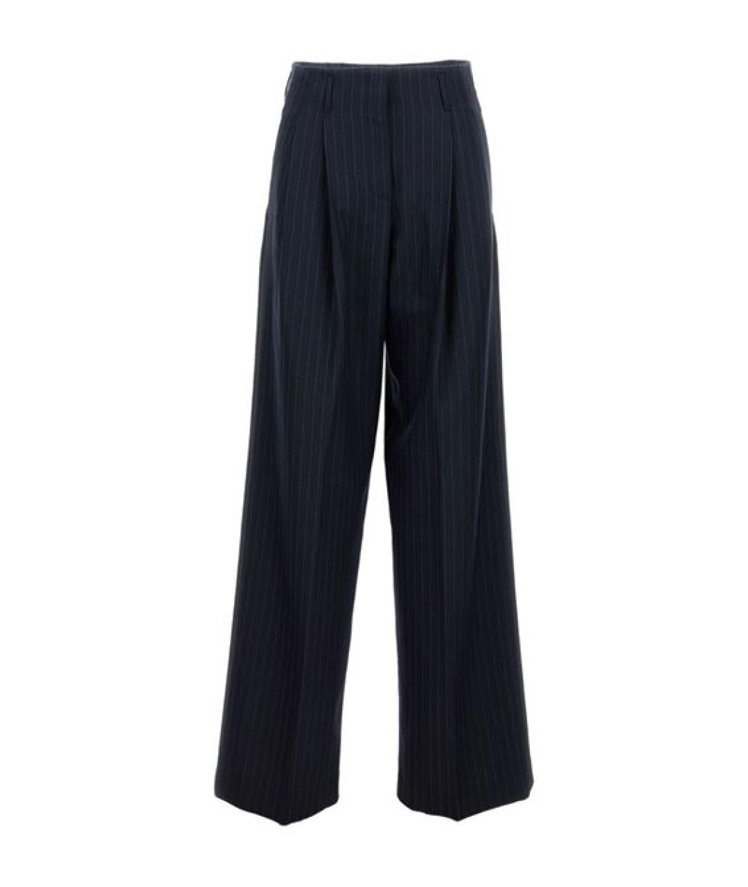 GOLDEN GOOSE DELUXE BRAND Синие шерстяные прямые брюки, фото 1