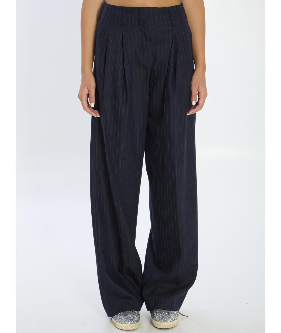 GOLDEN GOOSE DELUXE BRAND Синие шерстяные прямые брюки, фото 5