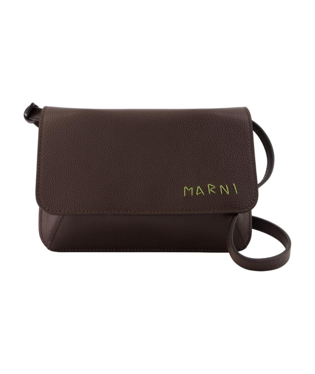 MARNI Коричневая синтетическая сумка на плечо, фото 1