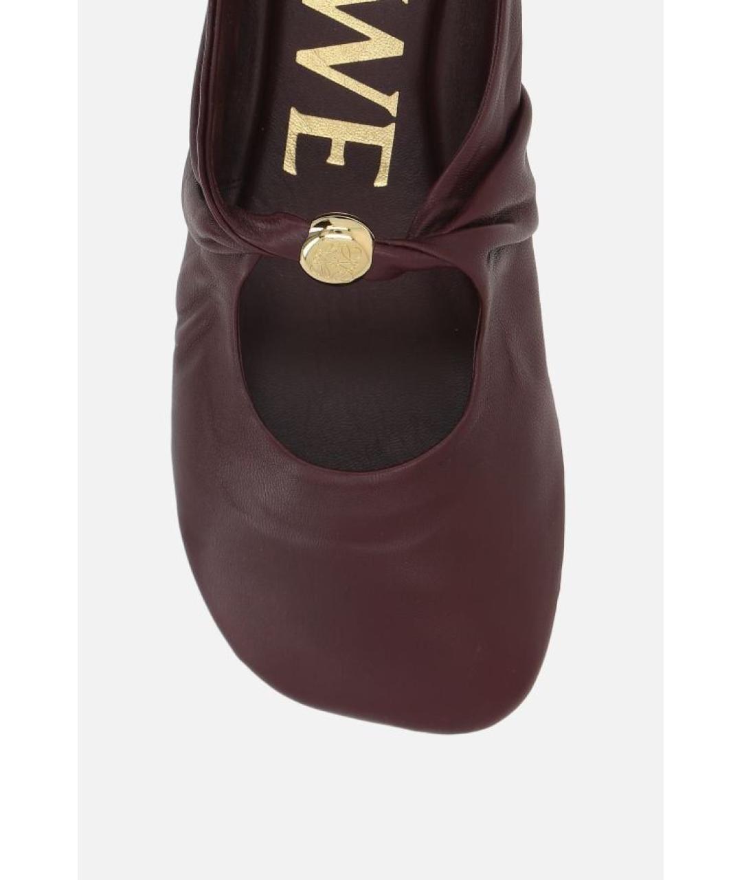 LOEWE Бордовые кожаные балетки, фото 4
