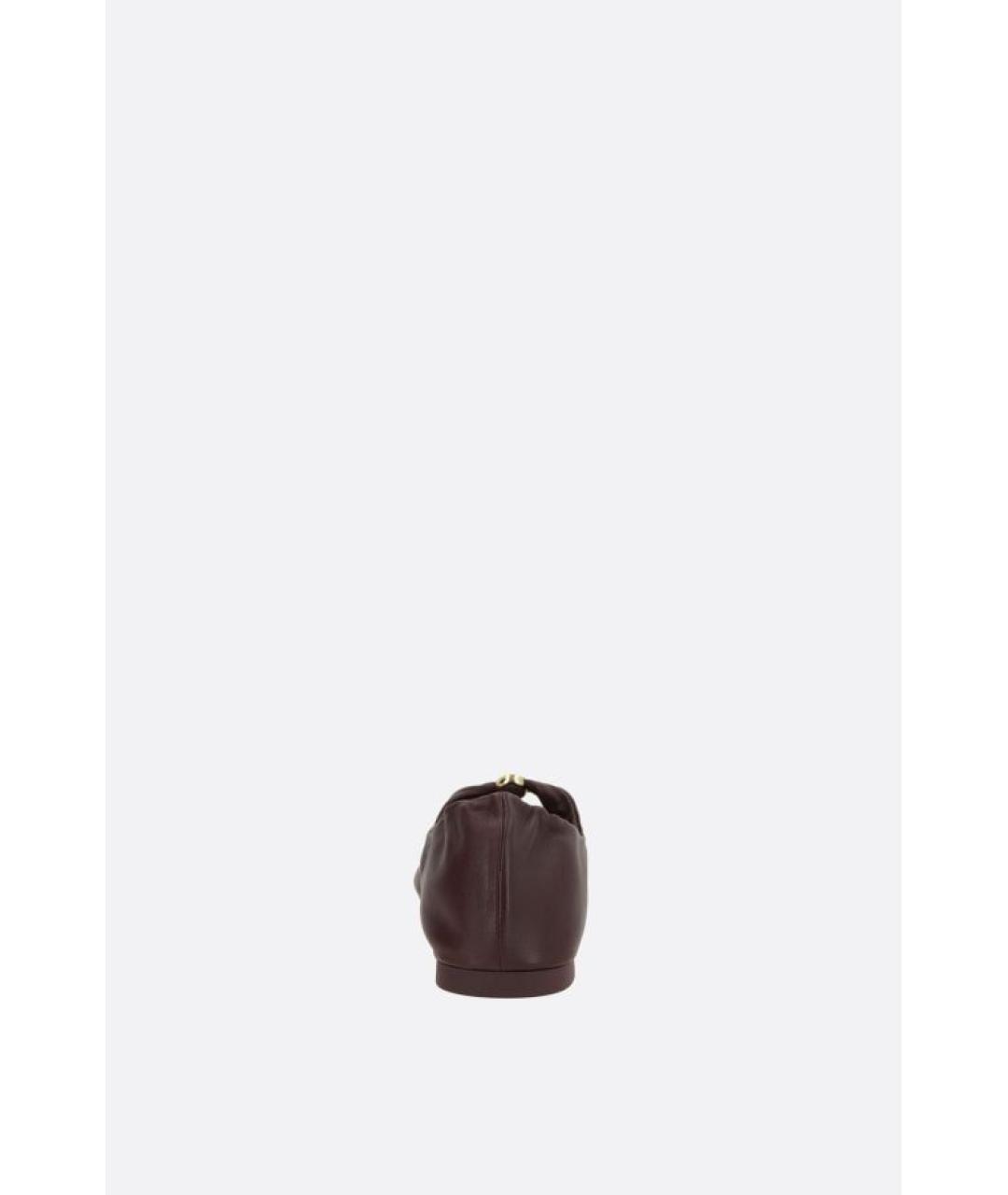 LOEWE Бордовые кожаные балетки, фото 3