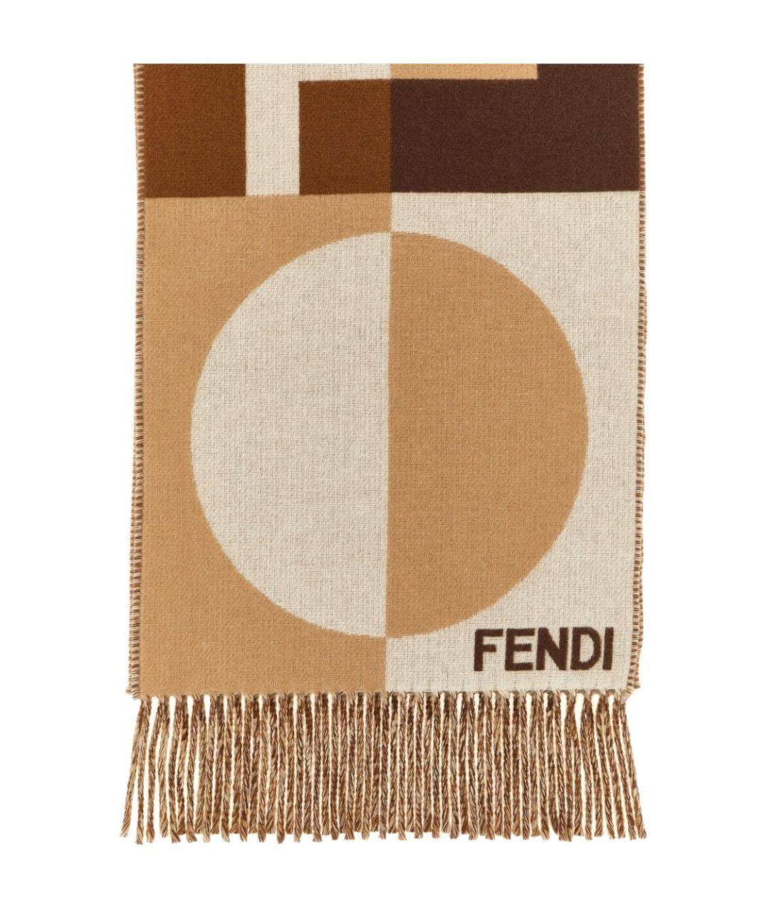 FENDI Бежевый кашемировый шарф, фото 2