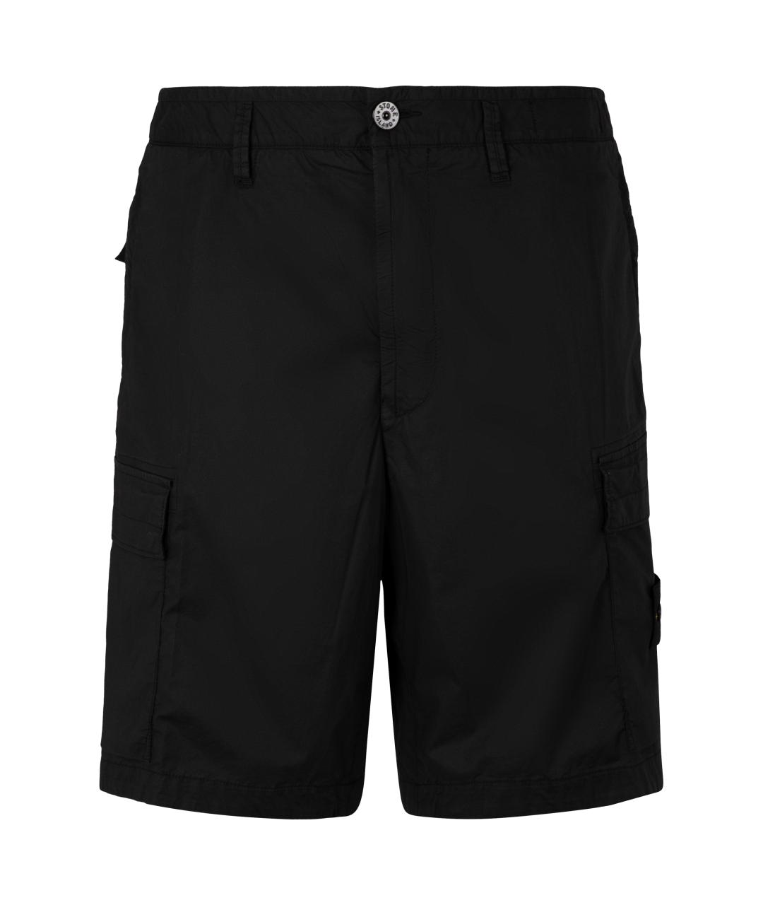 STONE ISLAND Черные хлопковые шорты, фото 1